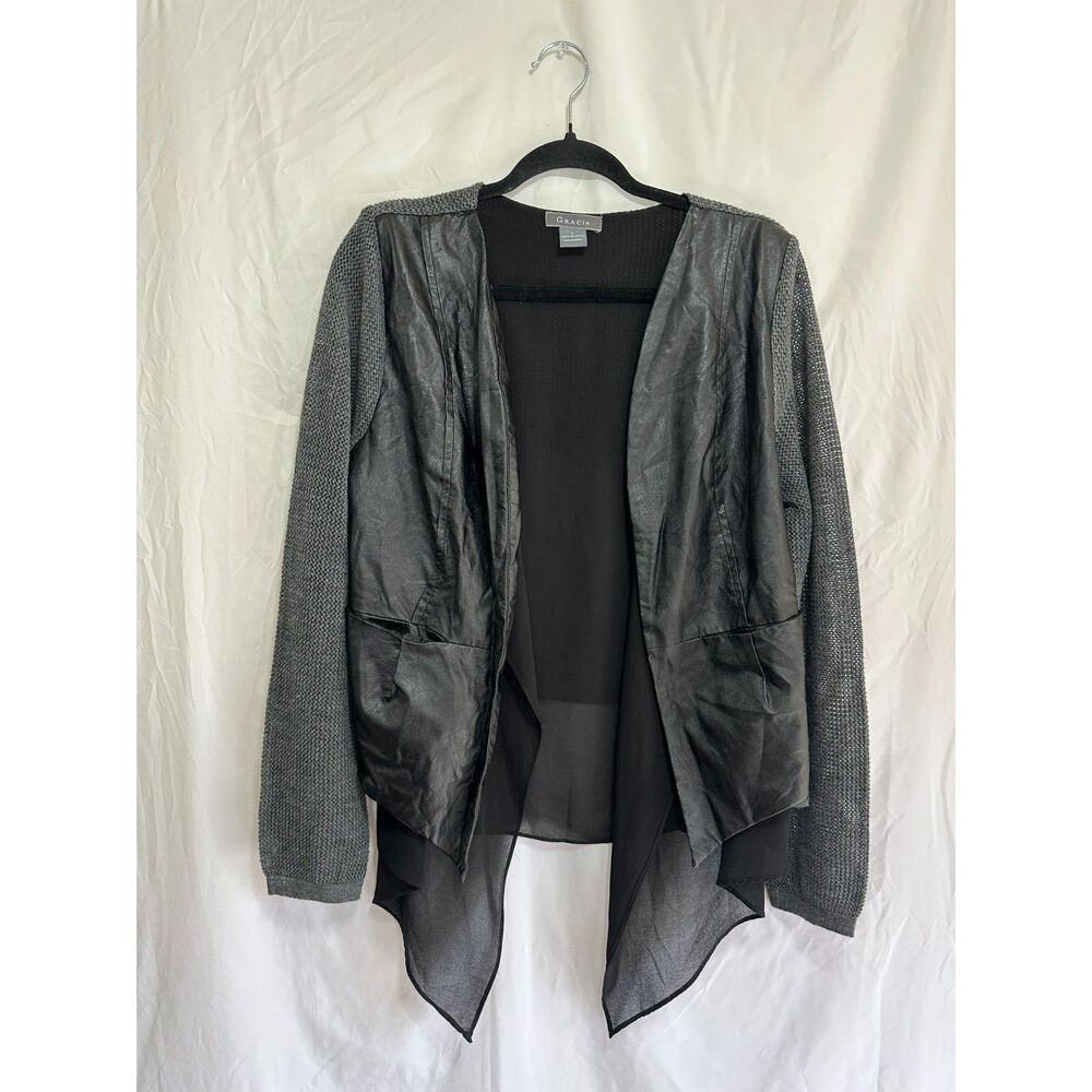 Gracia Charcoal and Black Layered Blouse